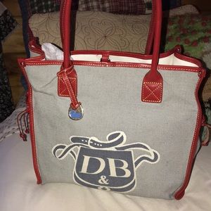Dooney & Bourke Denim lt. blue / red leather trim TOTE